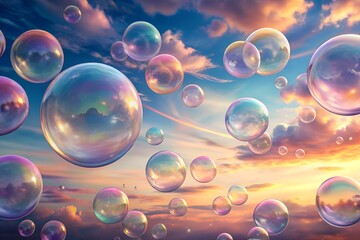 Naklejka premium Iridescent Soap Bubbles Background