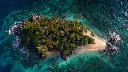 Aerial View of Tropical Island 