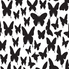  Collection of diverse butterfly silhouettes, perfect for nature-inspired designs, patterns, and creative projects.
