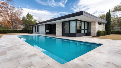 Pool and Modern House