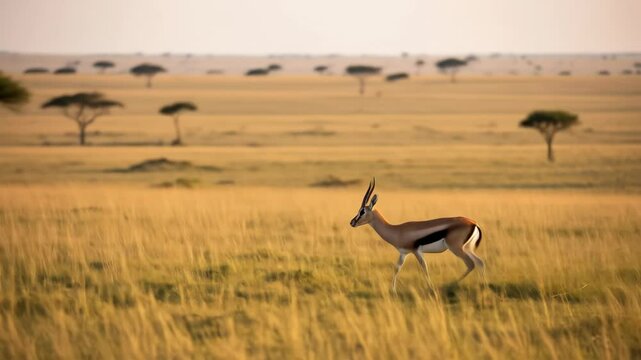 Serene Sunset in the African Savannah: A Thomson's Gazelle