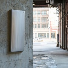 Metal Panel on Concrete Wall Outdoors
