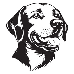 Black dog head silhouette on white background, dog head vector
