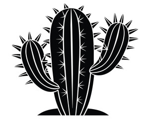 Majestic Desert Cactus A Striking Silhouette Illustration