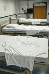 Hospital Beds with White Sheets