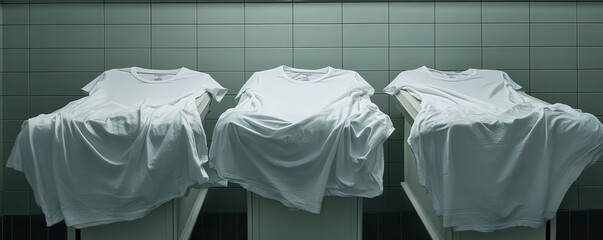 White T-shirts on Tables in Room