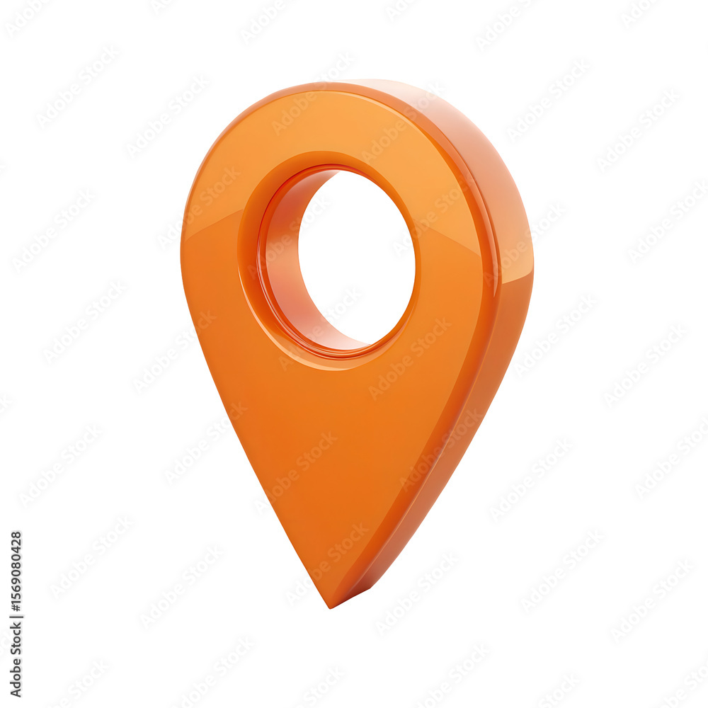 Poster glossy orange 3d map pin location marker isolated on transparent background
