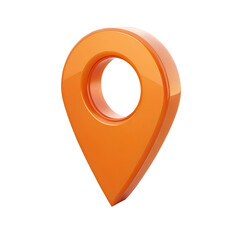 Glossy orange 3d map pin location marker isolated on transparent background