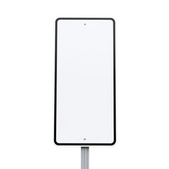 Blank vertical white traffic sign with black border