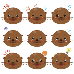 アシカのイラストセット　顔表情のみ