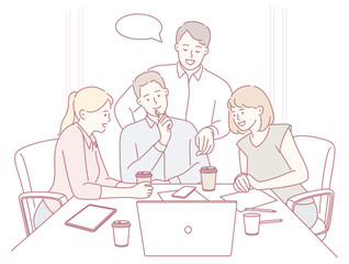 A dynamic team is actively brainstorming creative ideas collaboratively in a vibrant office environment