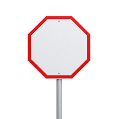 Blank octagon stop sign on a pole