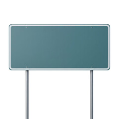 Blank green highway road sign on transparent background