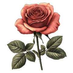 Detailed Rose Drawing - Romantic Floral Element
