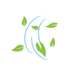 Green Leaves with blue wind wave