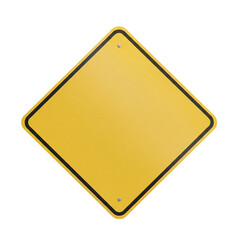 Blank yellow diamond shape road sign