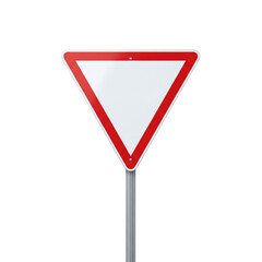 Blank triangular yield road sign mockup