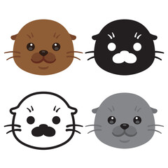 アシカの顔アイコンセット
