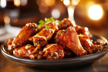 Delicious Glazed Chicken Wings on a Plate