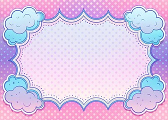 Cute Scalloped Border with Dots and Stars Background