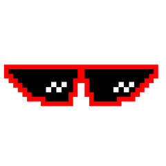 Red pixel sunglasses icon illustration with flat style design. Application, web, social media, sticker, banner, poster, lego.