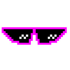 Purple pixel sunglasses icon illustration with flat style design. Application, web, social media, sticker, banner, poster, lego. © Erlin