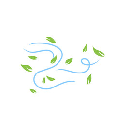 Green Leaves with blue wind wave