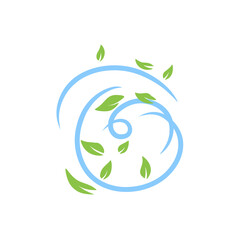 Green Leaves with blue wind wave