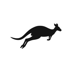 A stylized silhouette of a kangaroo mid-leap, showcasing its powerful legs and graceful form.