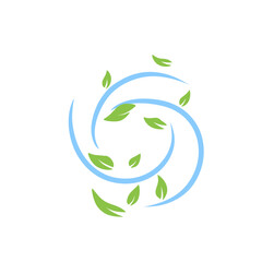 Green Leaves with blue wind wave