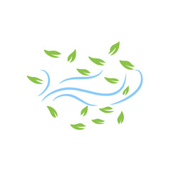 Green Leaves with blue wind wave