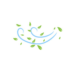 Green Leaves with blue wind wave