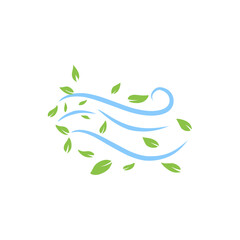 Fototapeta premium Green Leaves with blue wind wave
