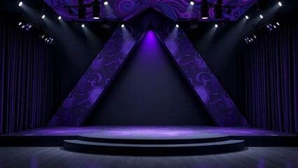 Elegant stage with purple lighting and decorative panels