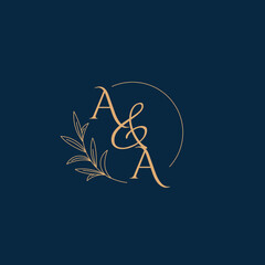 AA Initial Wedding Monogram Logo with Minimalistic Style