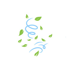 Green Leaves with blue wind wave