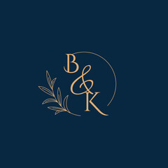 BK Initial Wedding Monogram Logo with Minimalistic Style
