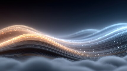 Distant thunder echoes through clouds as soundwaves illuminate the sky with glowing arcs fading into the atmosphere