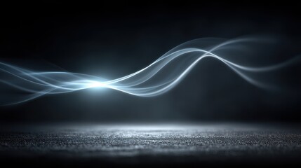 Fading sound wave dissolving into ethereal fog, creating a gentle visual echo in an ambient atmosphere