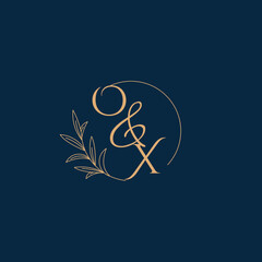 OX Initial Wedding Monogram Logo with Minimalistic Style