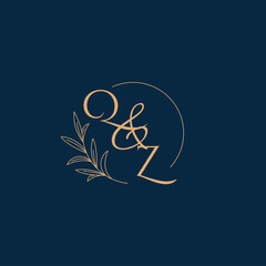 QZ Initial Wedding Monogram Logo with Minimalistic Style