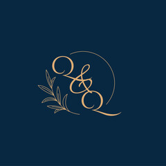 QQ Initial Wedding Monogram Logo with Minimalistic Style
