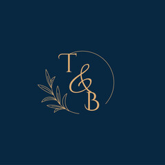 TB Initial Wedding Monogram Logo with Minimalistic Style