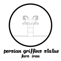 Circle Icon Persian Griffins Statue. Vector illustration