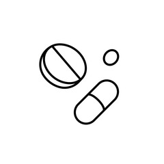 Medicines, pills linear icon. Line customizable illustration. Contour symbol. Vector isolated outline drawing. Editable stroke
