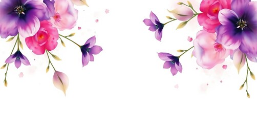 Fototapeta premium Abstract watercolor purple floral design on white , petals, abstract art