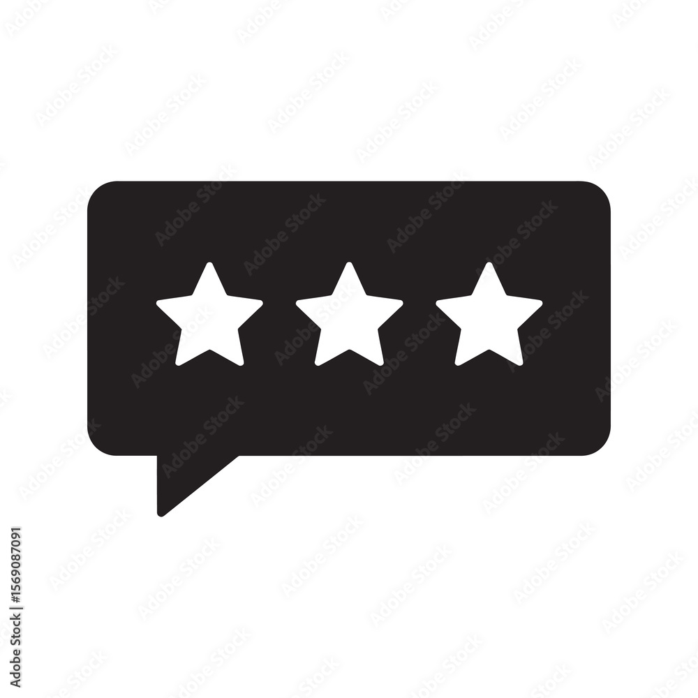Poster three star rating icon in a speech bubble symbolizing average customer satisfaction a neutral online