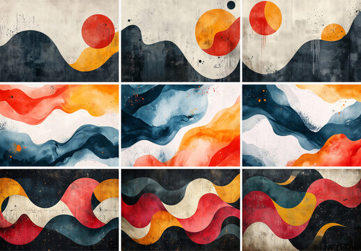 9 Wavy Pop Art Background Collection