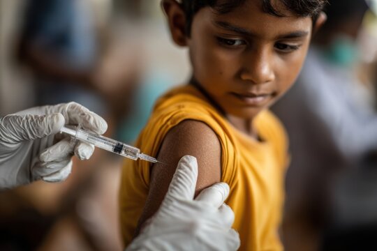 Child getting a shot in an arm