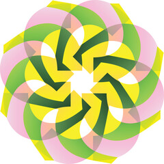 Abstract geometric floral pattern with pink green yellow